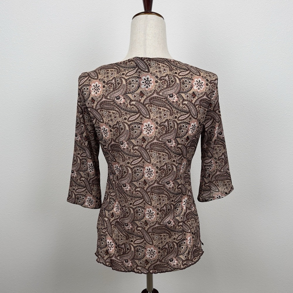 Vintage Route 66 Top Womens M Brown Paisley Empire Waist Fairy Grunge Whimsigoth - Picture 8 of 14